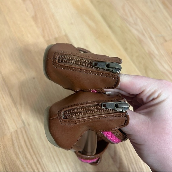 Old Navy Gladiator Sandals Sz 10 Brown Pink Open Toe Kids Toddler Girls - Picture 5 of 8